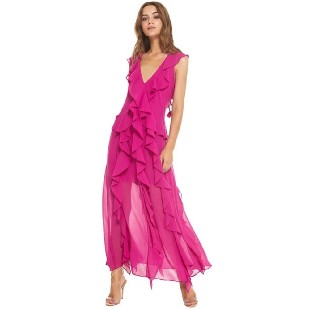 MISA Los Angeles Claudita Dress Pink Ruffles